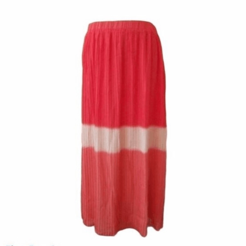 New With Tags Lane Bryant Size 18/20 Pleated Coral Long Lined Maxi Skirt - Picture 1 of 5